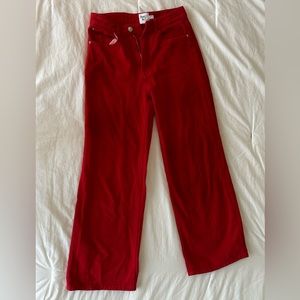 Princess Polly DENVER DENIM JEANS RED size 2 wide leg
